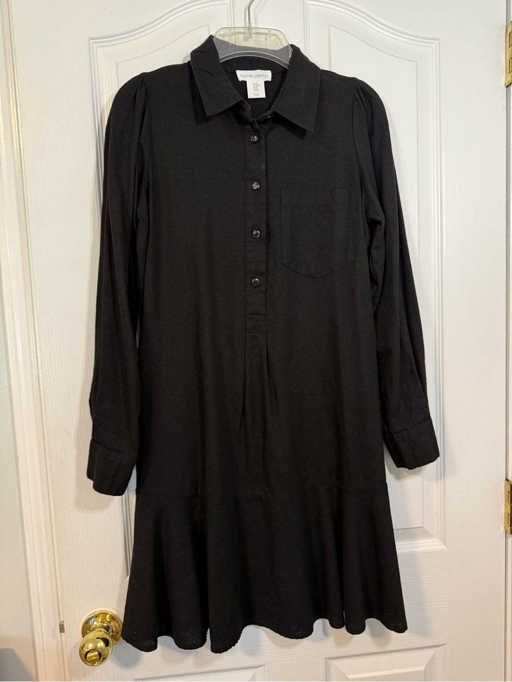 Cynthia Rowley Black Long-Sleeve Shirt Dress
